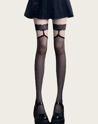 Lace Garter Belt with Black Stockings