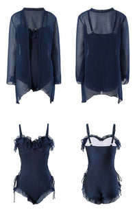 Sexy Cutout One-Piece Swimsuit + Cover-Up Set