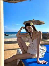 One-Shoulder Ruffled Swimsuit with Sheer Cover-Up