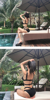 Korean Sexy Cross-Strap Bikini Two-Piece Swimsuit