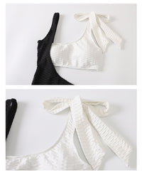 Korean Contrast One-Piece Swimsuit