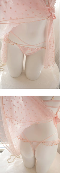 French Pure Desire Polka Dot Sexy Nightgown (2-Piece Set)