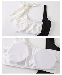Korean Contrast One-Piece Swimsuit