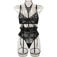 French Court-Inspired Waist-Cinching Fishbone Underwired Three-Piece Set  