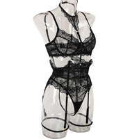 French Court-Inspired Waist-Cinching Fishbone Underwired Three-Piece Set  