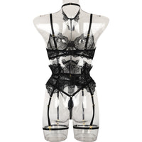 French Court-Inspired Waist-Cinching Fishbone Underwired Three-Piece Set  