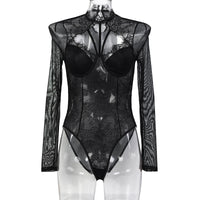 French Style Sexy Lace Bodysuit with Eyelash Trim