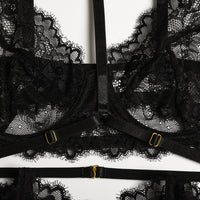 French Court-Inspired Waist-Cinching Fishbone Underwired Three-Piece Set  