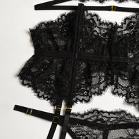 French Court-Inspired Waist-Cinching Fishbone Underwired Three-Piece Set  