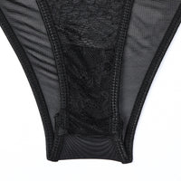 French Style Sexy Lace Bodysuit with Eyelash Trim