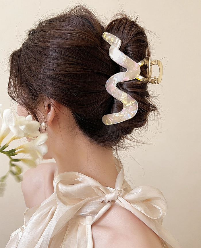 Korean Style Large White Pearl Shine Shark Clip