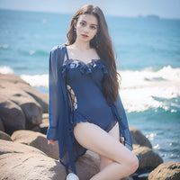 Sexy Cutout One-Piece Swimsuit + Cover-Up Set