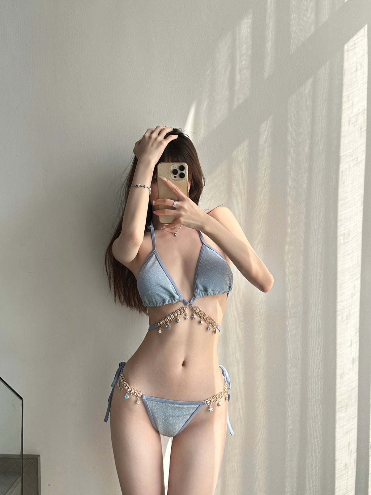 Sexy Three-Piece Bikini with Tie-Back Swimwear