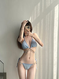Sexy Three-Piece Bikini with Tie-Back Swimwear