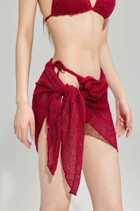 Red Sparkle Luxe 3-Piece Bikini Set  