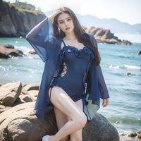 Sexy Cutout One-Piece Swimsuit + Cover-Up Set