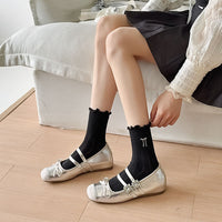 Korean-Style Lace Bow Embroidered Mid-Calf Socks for Summer (3-Pack)
