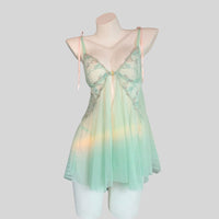 French Lace Mesh Front-Clasp Camisole Nightgown