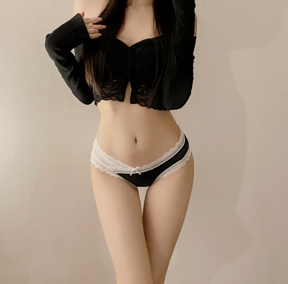 Low-Rise Lace Patchwork Cotton Panties