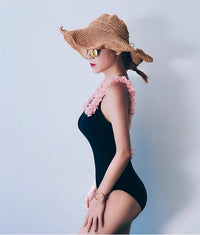 U-Back Floral Decor One-Piece Swimsuit