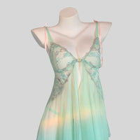 French Lace Mesh Front-Clasp Camisole Nightgown