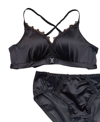 Golden Satin Cross-Back Front-Closure Bra