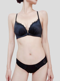 Golden Satin Cross-Back Front-Closure Bra