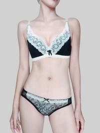 Vintage Lace Deep V Push-Up Bra