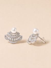 Vintage Pearl Fan Earrings