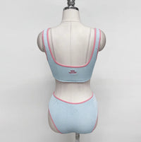 Korean Baby Blue Contrast Bikini Set