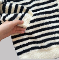 Upgraded Black &amp; White Striped Flannel Loungewear Set