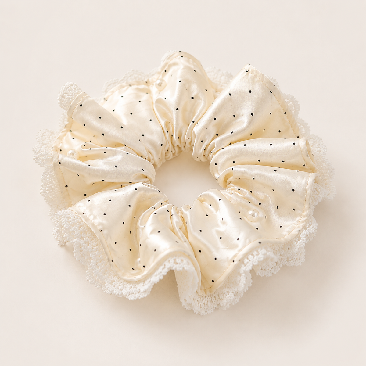 Korean-Inspired Oversized Pearl Satin Scrunchie