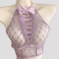 Pure Allure Halter Sheer Lace Lingerie (Panties Not Included)