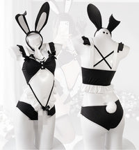 Seductive Bunny Girl Open-Crotch Bodysuit