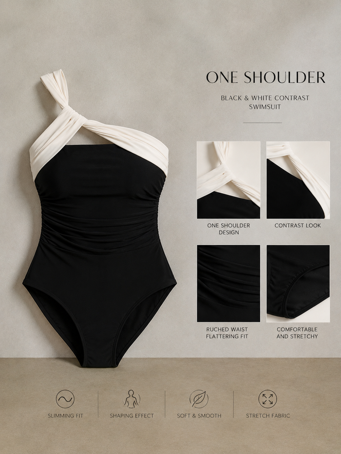 One-Shoulder Asymmetrical One-Piece Swimsuit