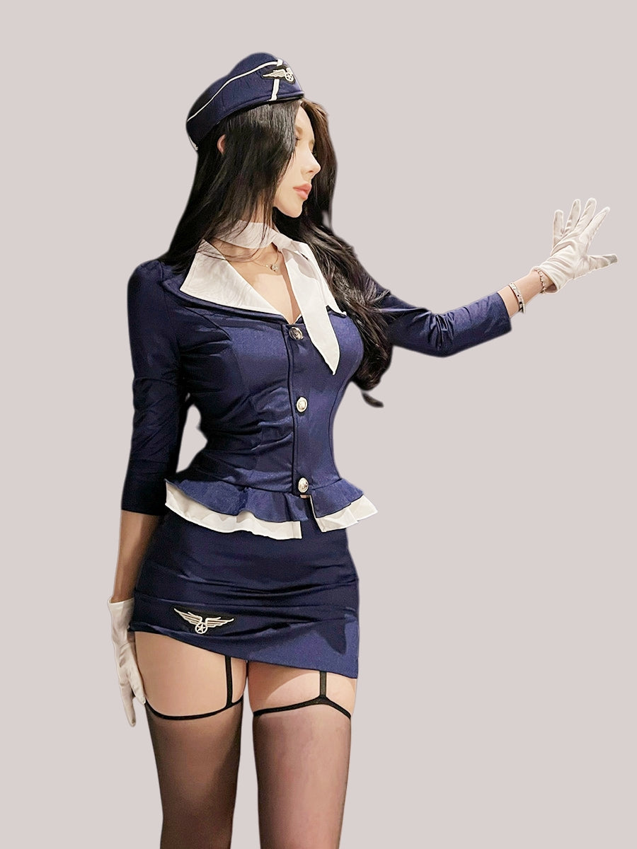 Two-Tone Collar Flight Attendant Set