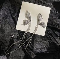 Korean 925 Silver Butterfly Wing Tassel Earrings