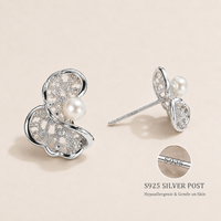 Irregular Hollow-Out Stud Earrings with 925 Silver Posts