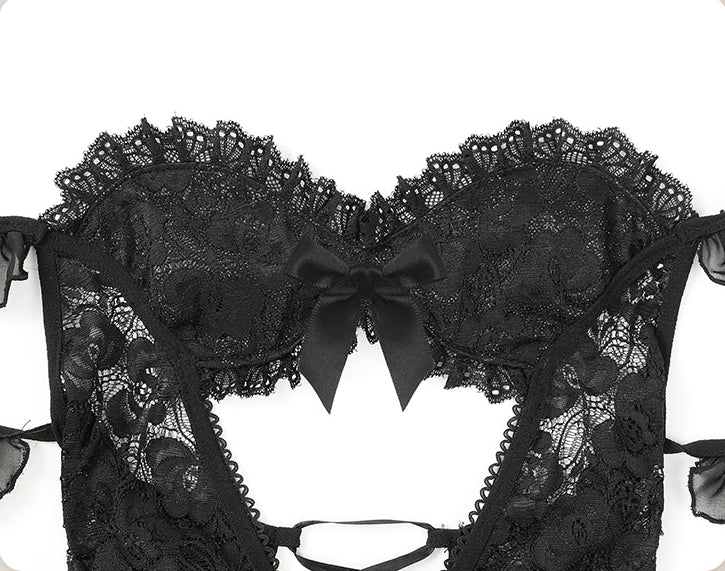 Court Lace Corset Jumpsuit (Comes With Stockings/Fishnet Stockings)