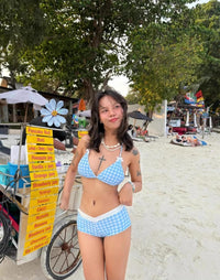Korean-style Fresh Gingham Bikini Set