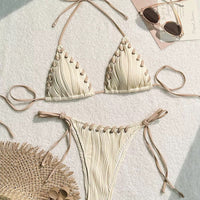Crochet Hollow-Out Bikini 4-Piece Set