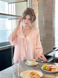 French silk loungewear with a sweet, feminine touch