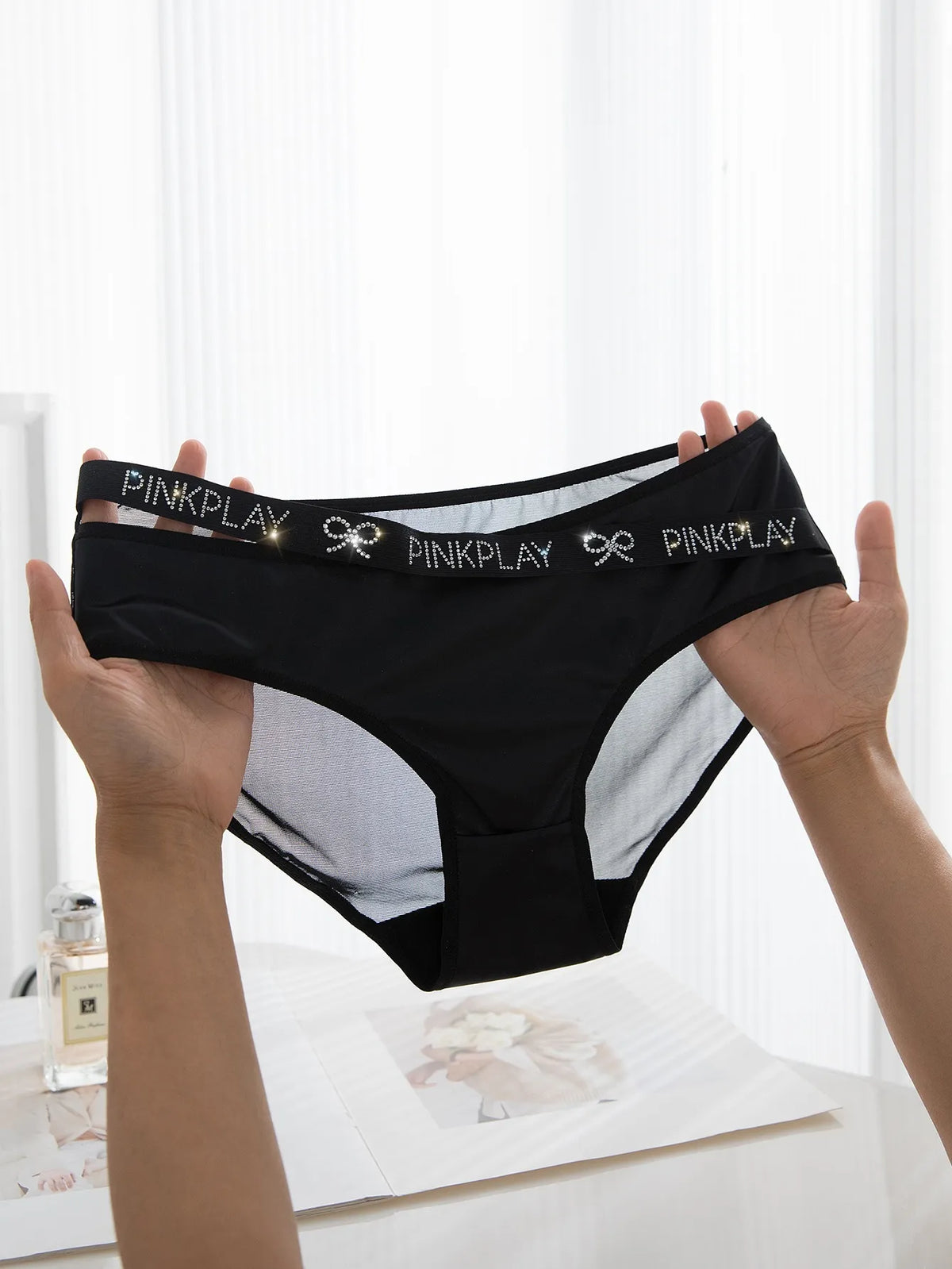 Sweetheart Crystal-Embellished Low-Rise Lace Cut-Out Panties (2-Pack)