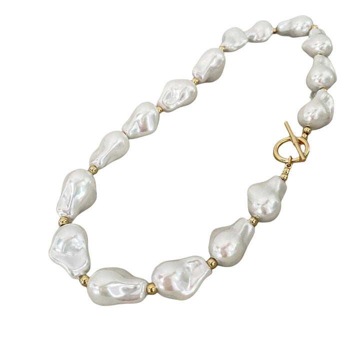 Vintage Rare Glowing Baroque Pearl Collar Necklace