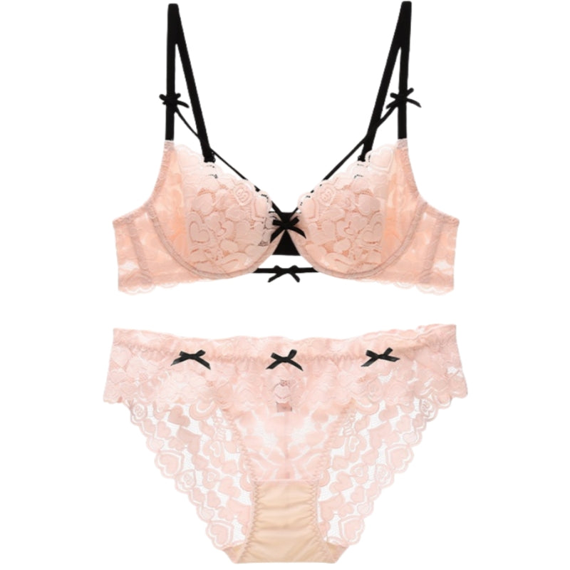 3D Push-Up Lace Wireless Bra Set