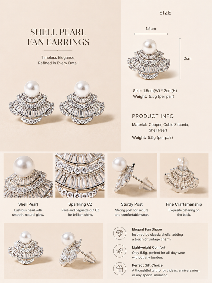 Vintage Pearl Fan Earrings