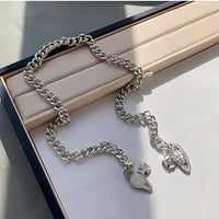 Magnetite Saturn Water Diamond Collarbone Necklace