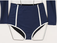 Korean-Style High-Waist Two-Piece Swimsuit with Tummy Coverage and Sun Protection