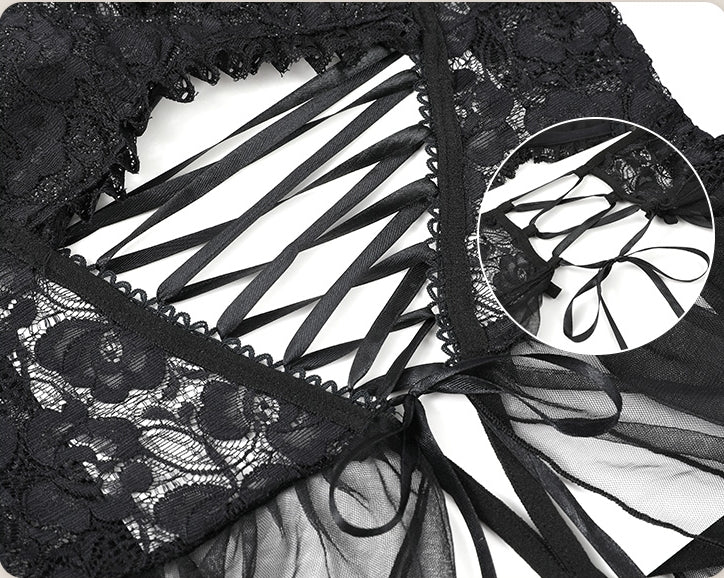 Court Lace Corset Jumpsuit (Comes With Stockings/Fishnet Stockings)