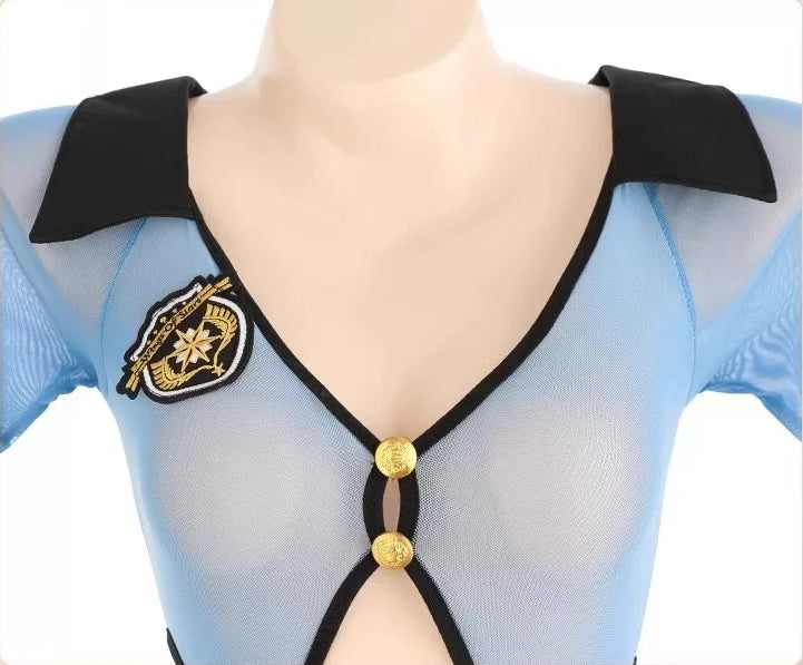 Open-Crotch Bodycon Police Costume Set